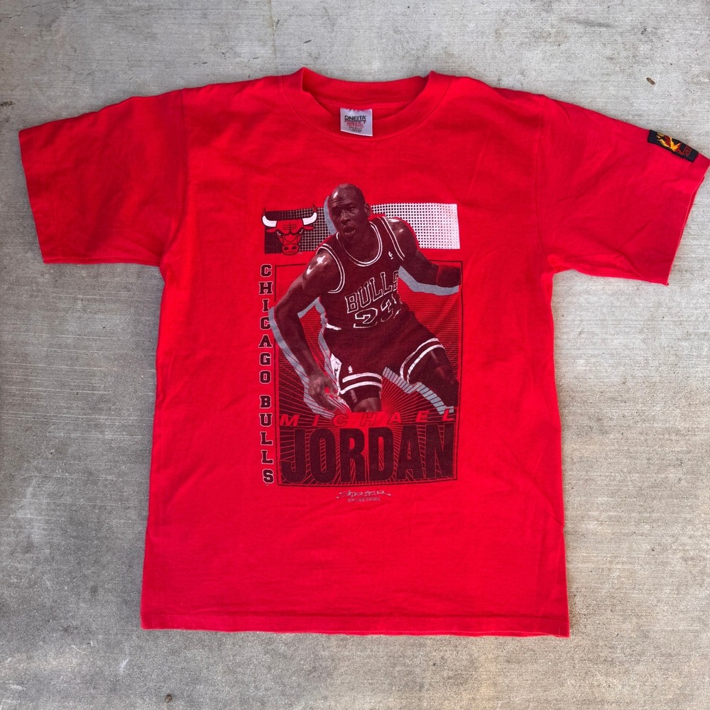 Vintage 1991 Michael Jordan Chicago Bulls Starter T-Shirt Red Mens Large USA